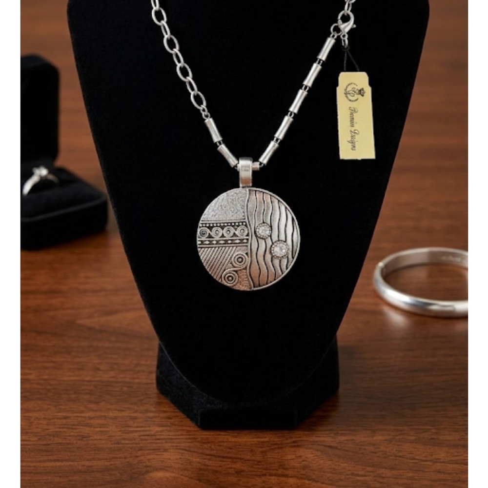 Silver Pendant Necklace with Artistic Design NWT hot pick 2026